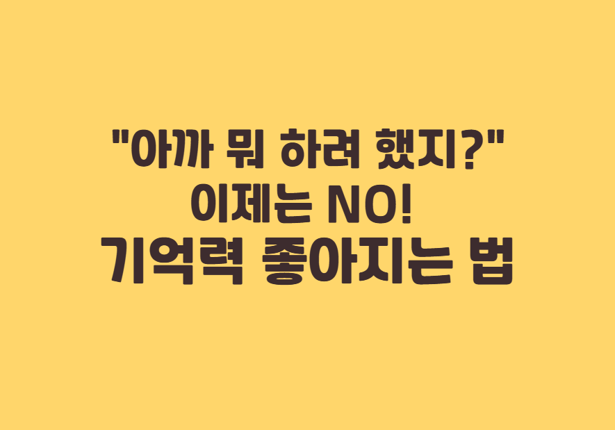 기억력 좋아지는 법